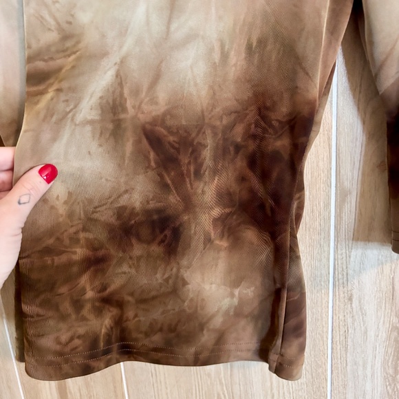 Vintage Medium Brown Tie Dye Stretch Top 90s 2000s - Picture 4 of 5